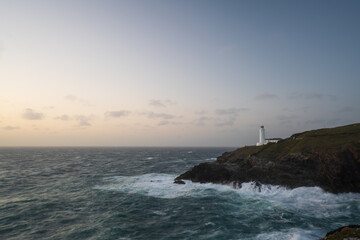 Fototapeta na wymiar Trevose Head, Cornwall, UK. Lighthouse at dusk