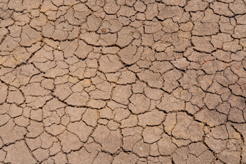 Cracked dry earth, drought breaks ground fissures of the ground.