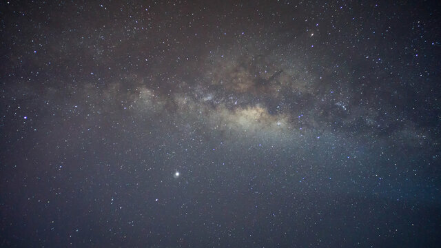 Milky-way and stars Galaxy across the night sky. Image contains noise due to long expose and High ISO. 