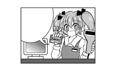 この店舗ではクレジットカード決済ができます（マスク着用）