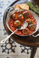 Spanish meatballs in a spicy tomato sauce