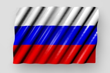 Fototapeta premium nice labor day flag 3d illustration. - shiny flag of Russia with big folds lying isolated on grey
