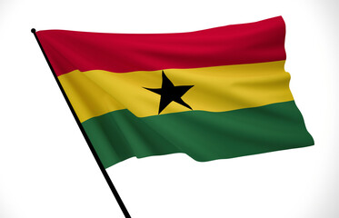 Ghana Flag, Wavy Fabric Flag, Ghana, 3D Render