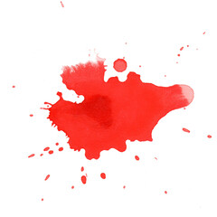 Paint splash and drop. Hand drawn isolated watercolor stain.