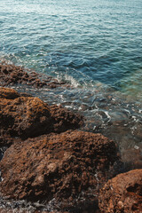 Seascape on a rocky beach 