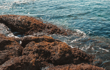 Seascape on a rocky beach 
