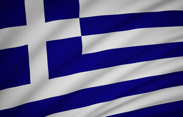 Greece Flag, Wavy Fabric Flag, Greece, 3D Render