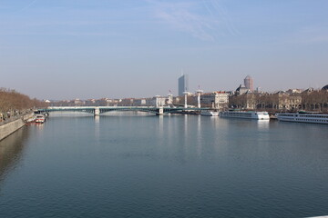 Fototapeta na wymiar view of a river Lyon, France 