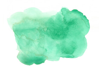 Green watercolor staines  on a white background