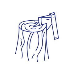 tree trunk with an axe