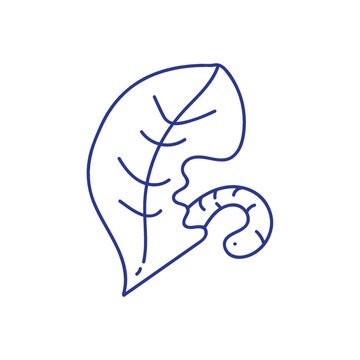 blue leaf worm eating simple line art clip art preview