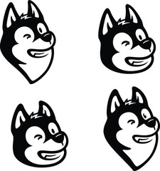 Simple Design Head of Cute Dog with Wink Vector