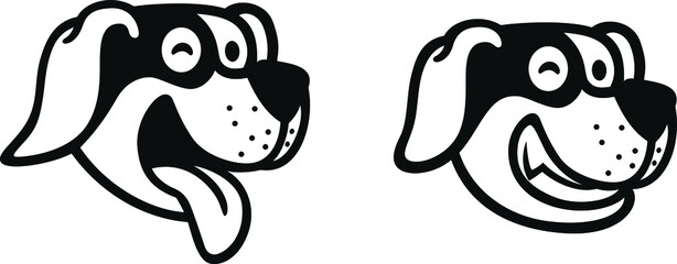 Simple Design Outline of Dog Head Smiling Vector