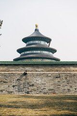 Temple of Heaven behind a stone wall