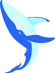 Humpback Whale Jumping out of the Surface Simple Vector Design