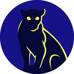 Simple Silhouette of Black Panther Animal Logo Type Vector Design 