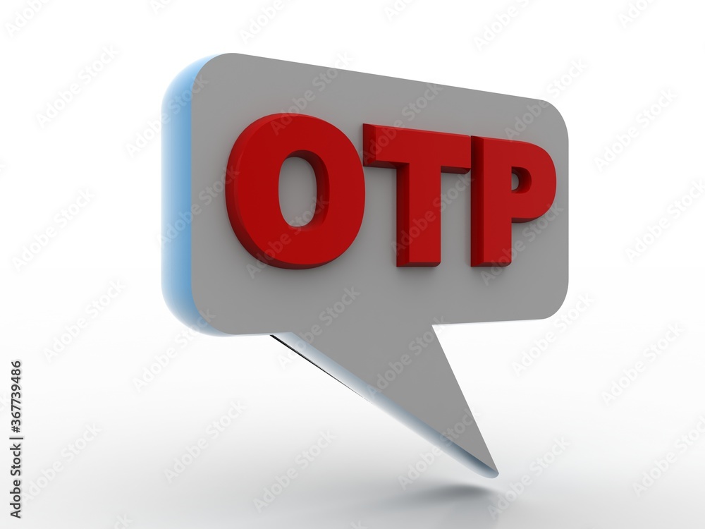 Poster 3d rendering one time password in chat box