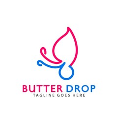 Butterfly Drop Logos Design Vector Illustration Template