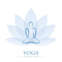 drawing yoga person sitting in a lotus pose meditation vector illustration EPS10