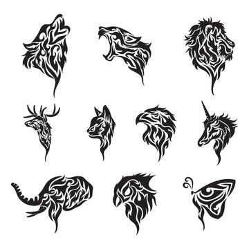set of tribal tattoos