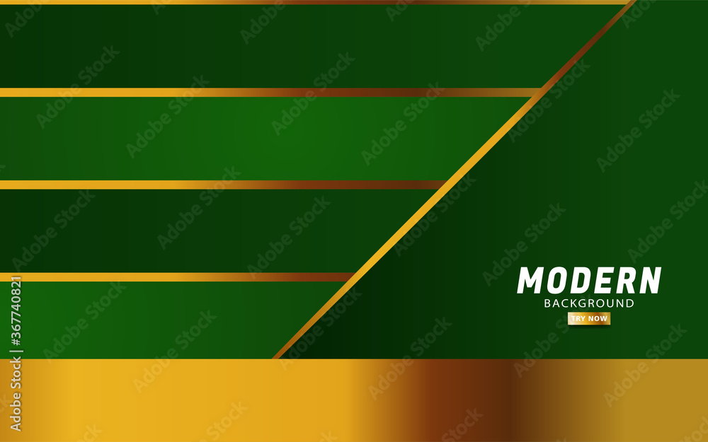 Poster modern abstract premium green vector background with gold line.overlap layers with paper effect .vec