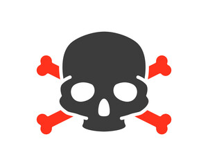 Skull with crossbones colored icon. Warning of death, poisonous substances, hazard symbol
