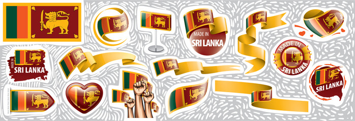 Vector set of the national flag of Sri Lanka in various creative designs