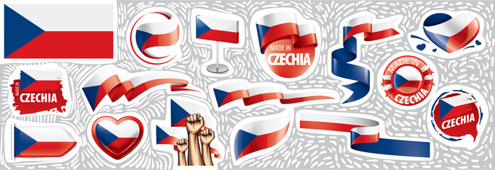 Vector set of the national flag of Czechia in various creative designs