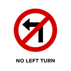 no left turn - traffic sign icon vector design template