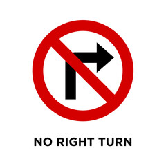 no right turn - traffic sign icon vector design template