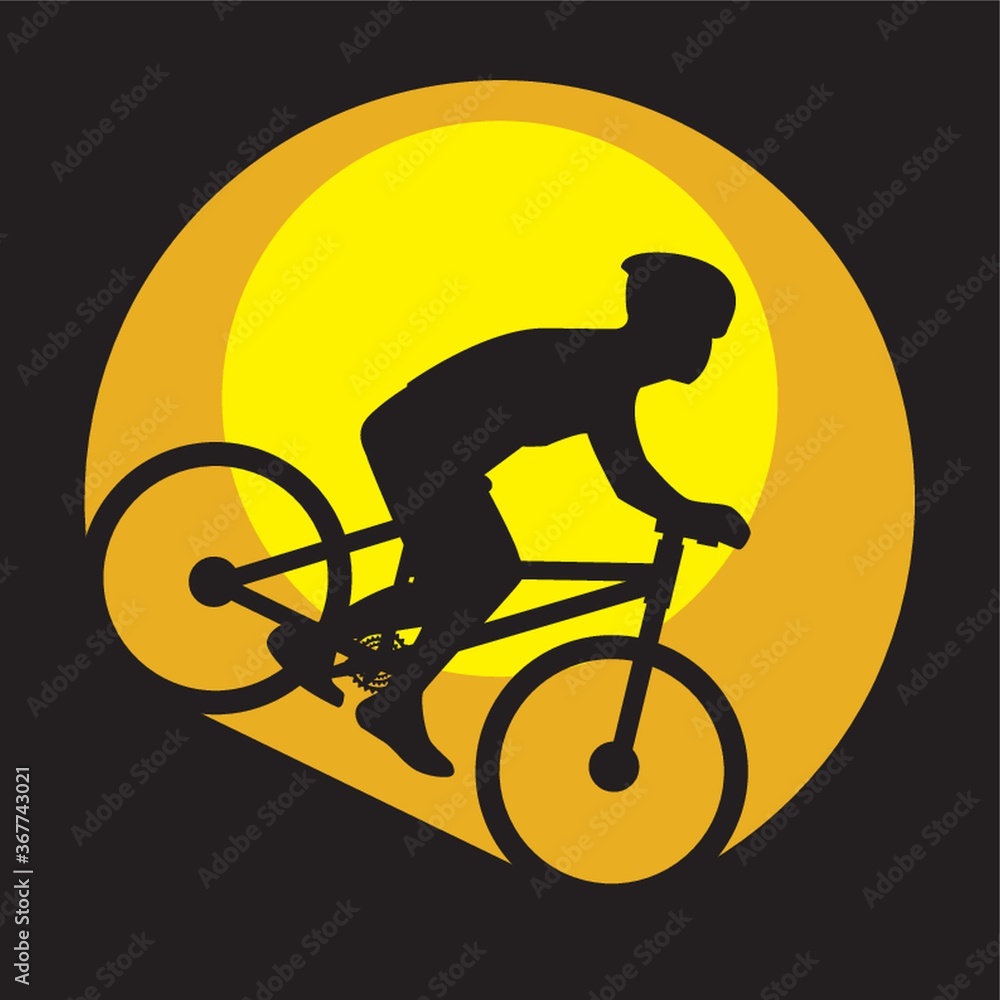 Sticker silhouette of a man cycling