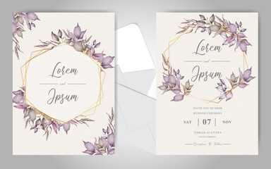 Geometric Wedding Invitation Set with Elegant Foliage