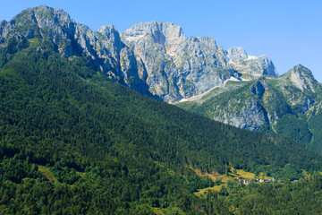 Mountain landscape along the road to Vivione pass