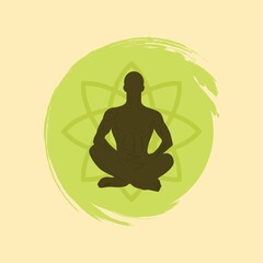 man practicing yoga in half lotus pose