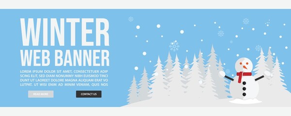 Winter landscape web banner template design