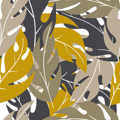 Seamless pattern with scandinavian leaves