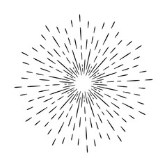 Sun burst, star burst sunshine. Radiating from the center of thin beams, lines.