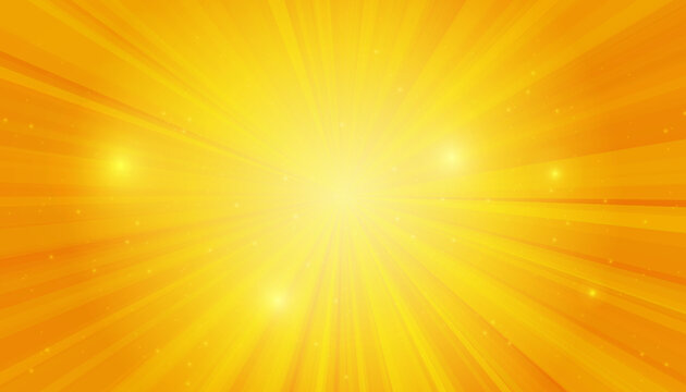 Yellow sanny rays background. Sparkling magical dust particles. Vector illustration.