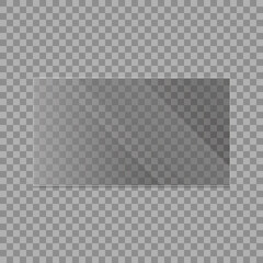 Glass on transparent background. Realistic transparent glass window.