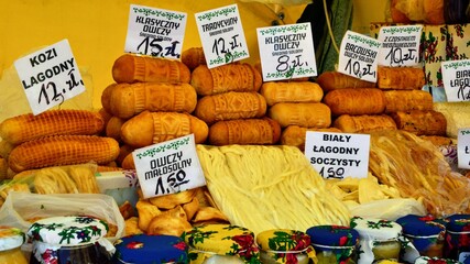 Oscypek cheese, traditional Tatra  Mountains product of Poland. Oscypek cheese is made from goat,...