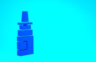 Blue Bottle nasal spray icon isolated on blue background. Minimalism concept. 3d illustration 3D render.