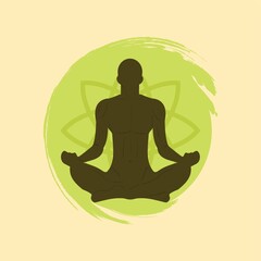 man practicing yoga in half lotus pose