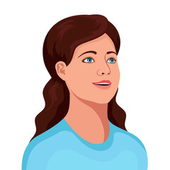 Beautiful retro style girl with long curly hair. 