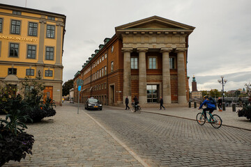 Fototapeta premium Sweden. Stockholm. Houses and streets of Stockholm. Autumn cityscape. September 17, 2018