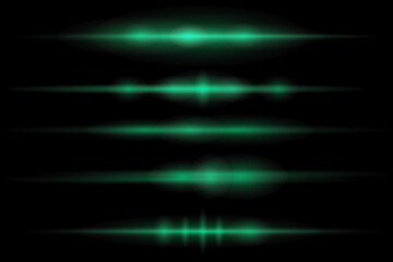 Glowing light effects collection isolated on transparent