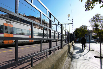 Train crossing the town