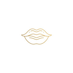 Vector icon of human lips hand drawn with thin lines