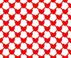 Valentine concept. Red hearts seamless pattern on white background. Vector