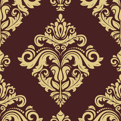 Orient vector classic pattern. Seamless abstract brown and golden background with vintage elements. Orient background. Ornament for wallpaper and packaging