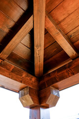 Wooden roof interior structure of a garden house